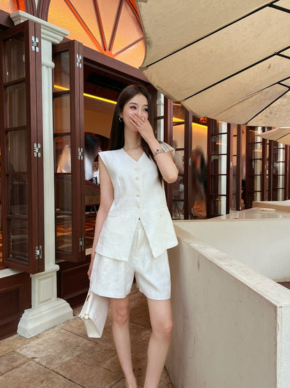 Lor*P 25ss embroidered linen vest