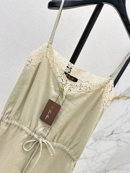 Lor*P 25ss lace trim slip jumpsuit