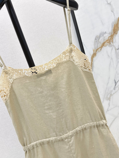 Lor*P 25ss lace trim slip jumpsuit
