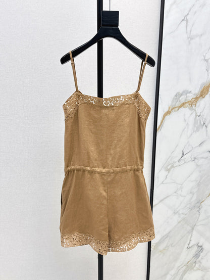 Lor*P 25ss lace trim slip jumpsuit