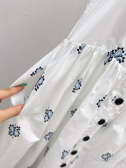 M*u 25ss print slubbed poplin dress