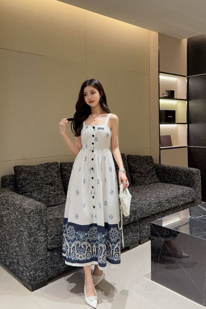 M*u 25ss print slubbed poplin dress