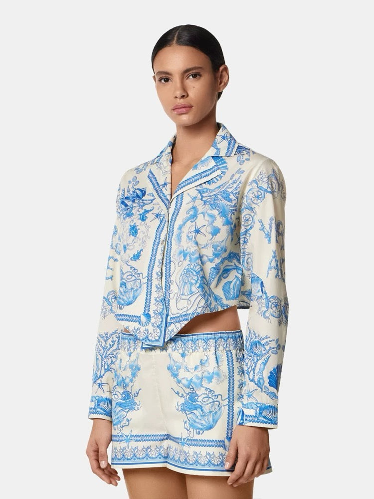 Versa* 25ss printed silk shorts