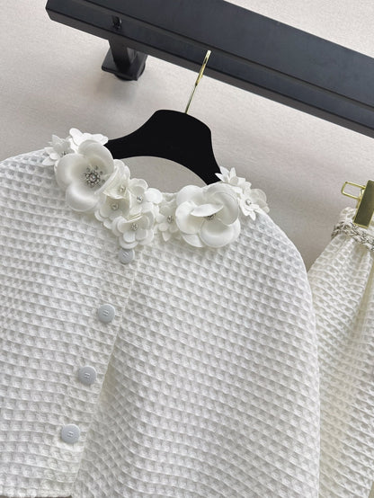 C*nel 25ss waffle tweed cape and skirt set