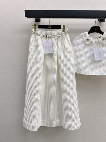 C*nel 25ss waffle tweed cape and skirt set
