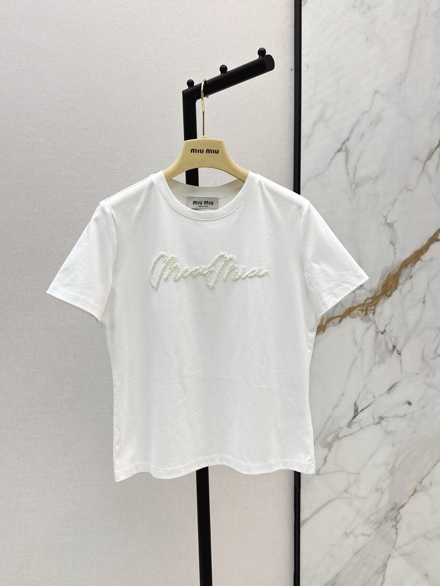 M*u 25ss beaded cotton t-shirt