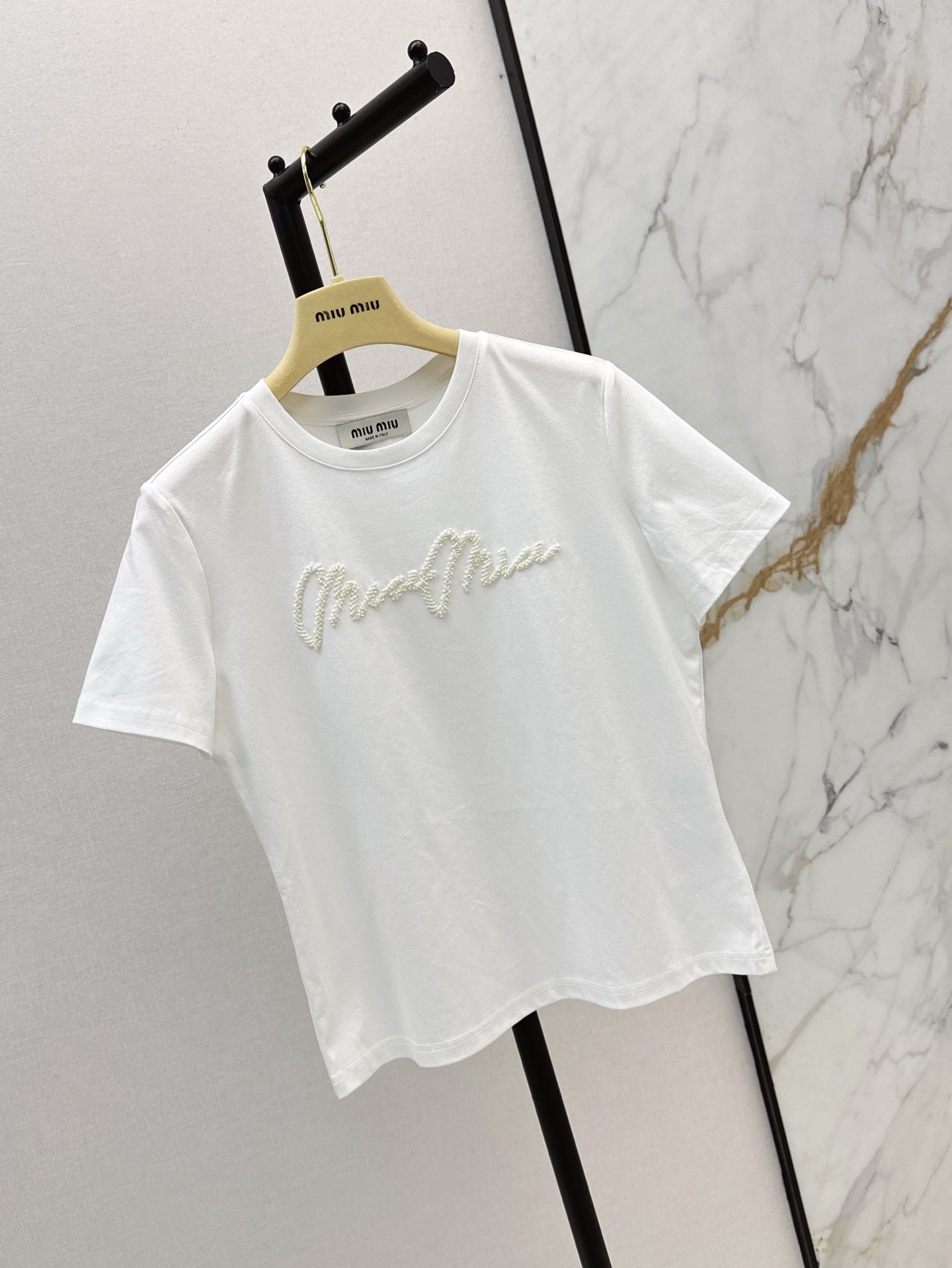 M*u 25ss beaded cotton t-shirt