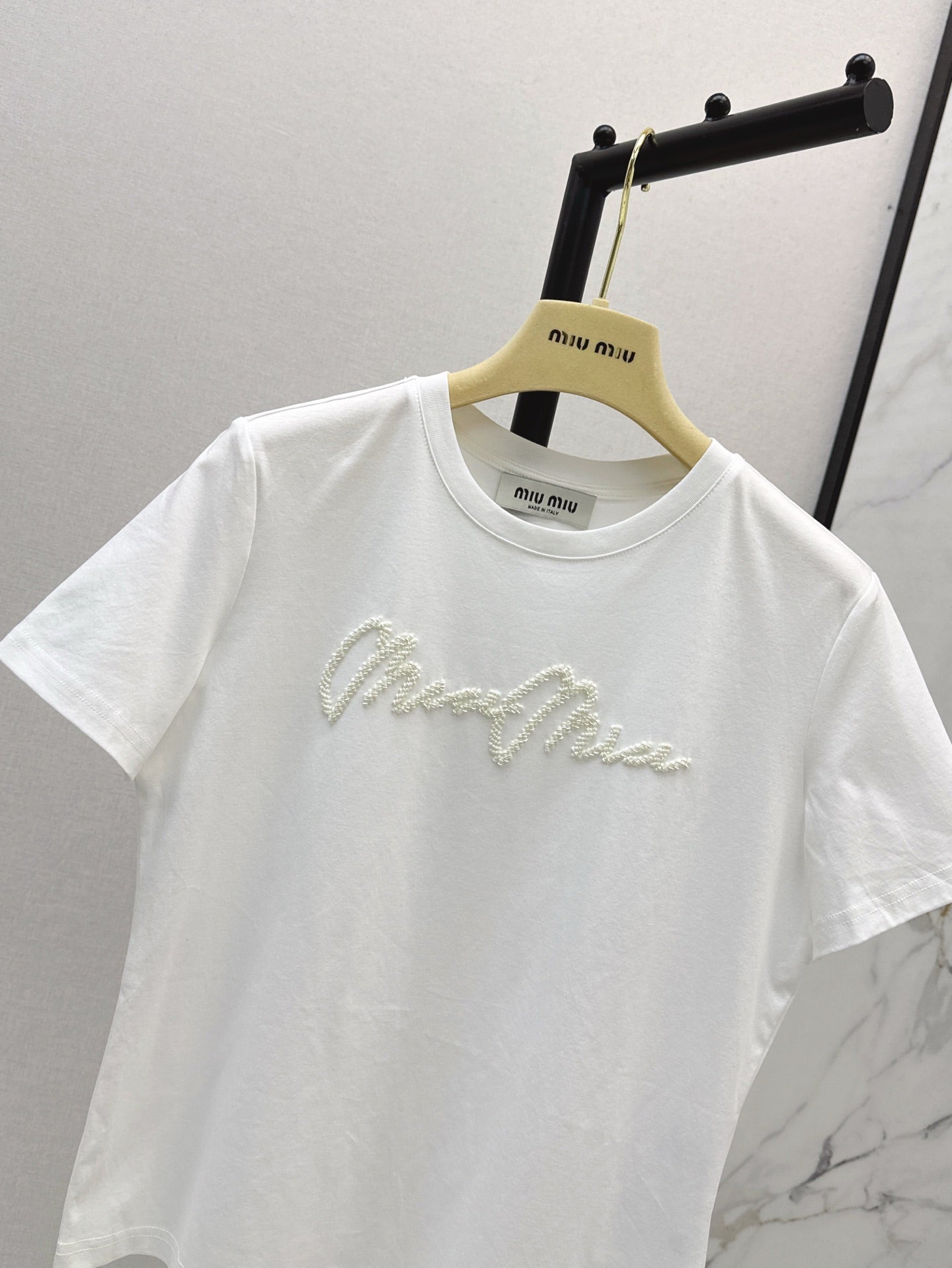 M*u 25ss beaded cotton t-shirt
