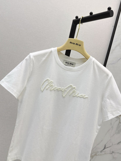 M*u 25ss beaded cotton t-shirt