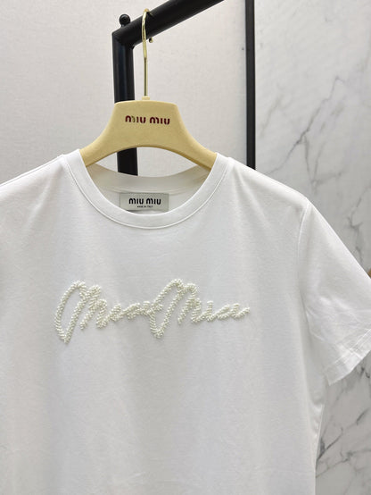 M*u 25ss beaded cotton t-shirt
