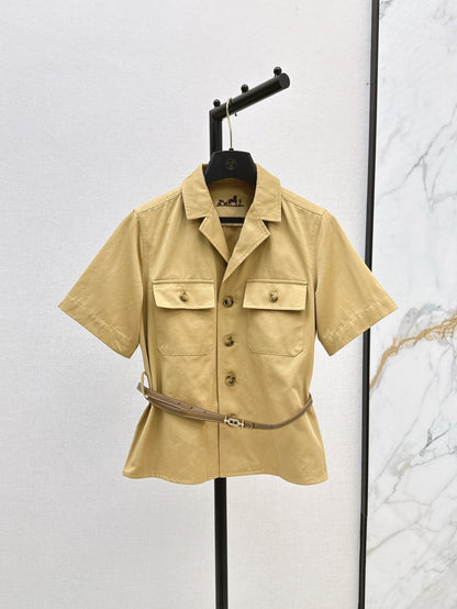 Herm* 25ss short-sleeve belted top