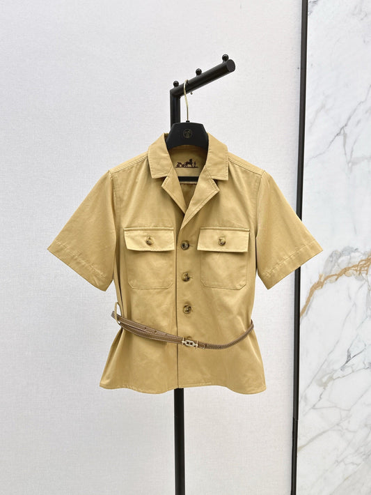 Herm* 25ss short-sleeve belted top