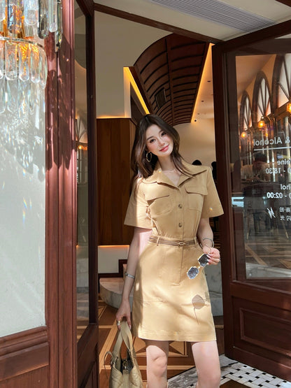 Herm* 25ss belted shirt dress