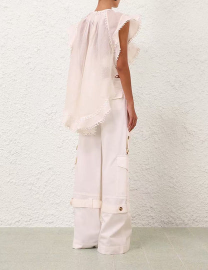 Zim* 25ss embroidered waterfall top