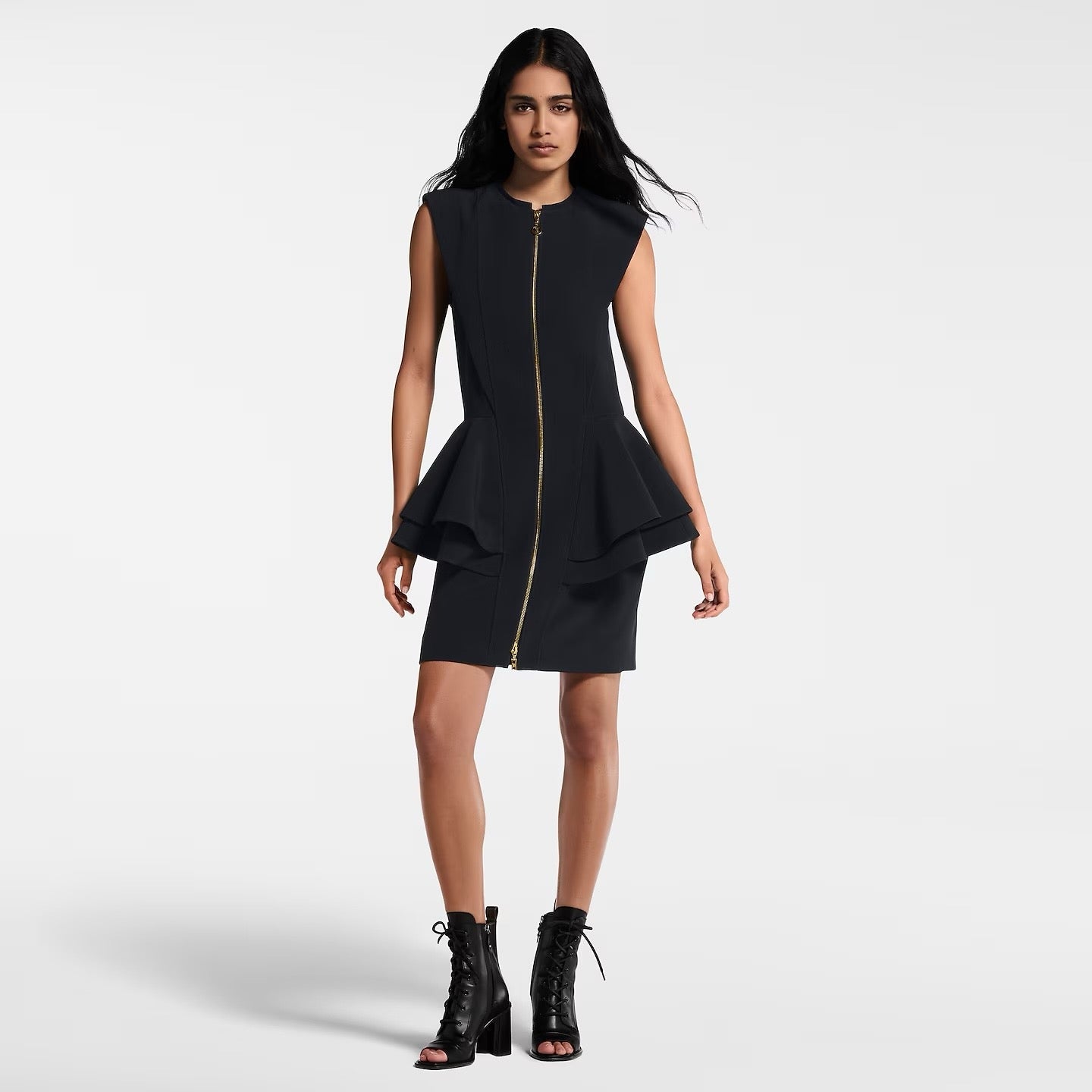 Loui* 25ss zip-up ruffled dress