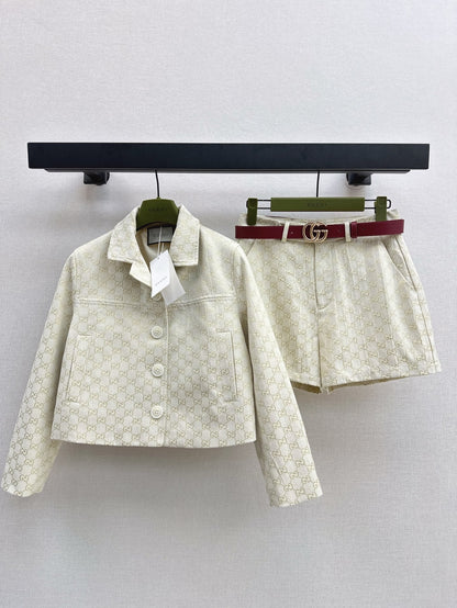 Gu* 25ss GG jacquard shorts with belt