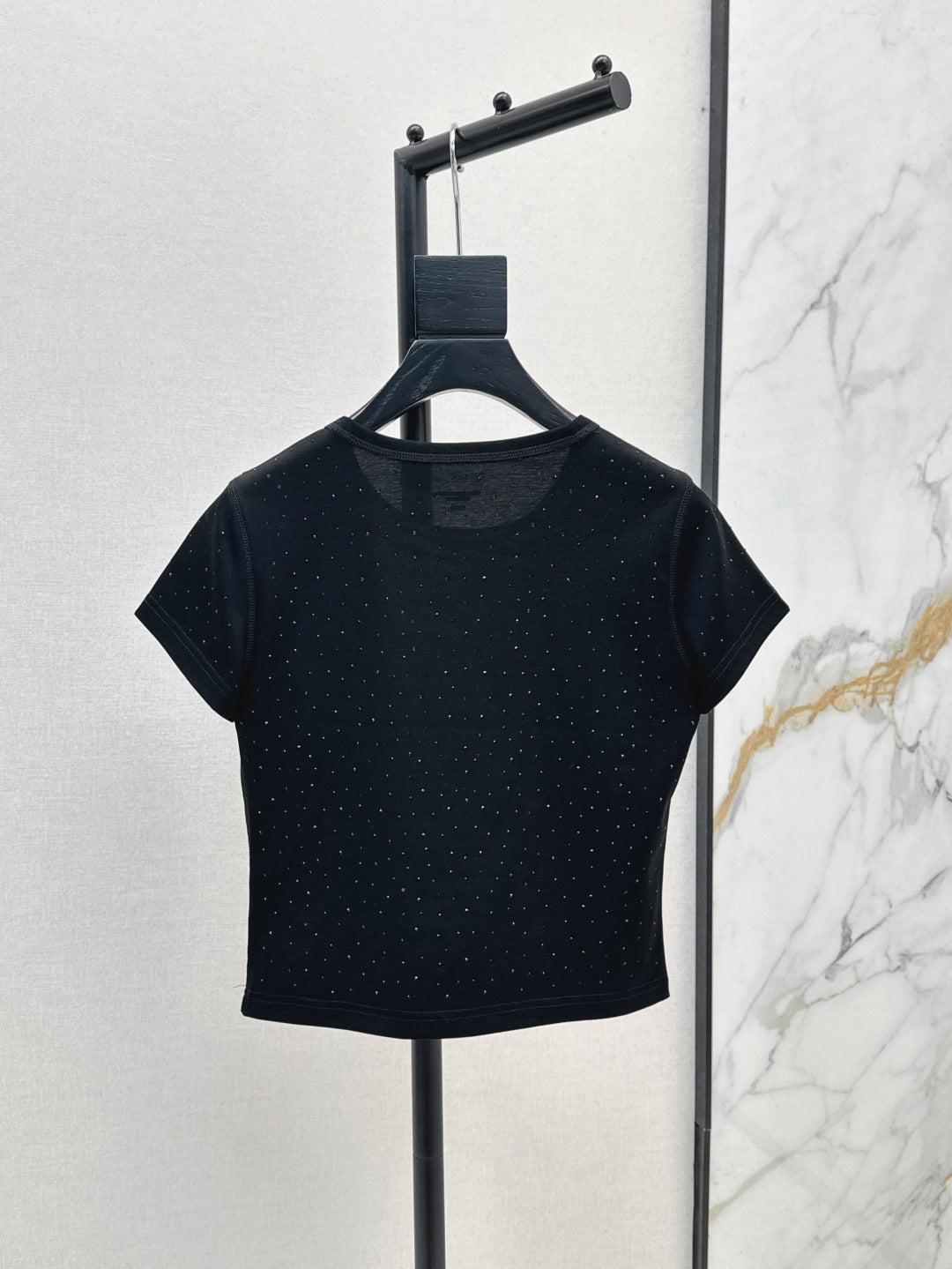 Wang* 25ss crystal hotfix cotton tee