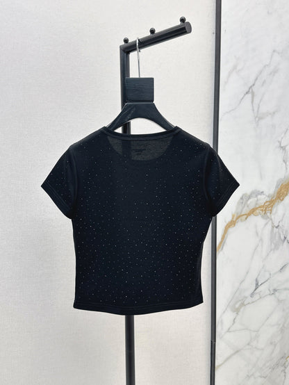 Wang* 25ss crystal hotfix cotton tee