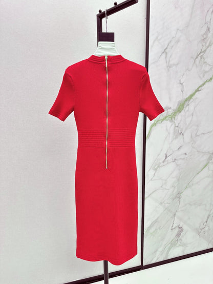 Balm* 25ss knit bodycon dress with gold buttons