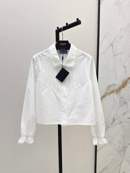 Pra* 25ss emboridered corpped shirt