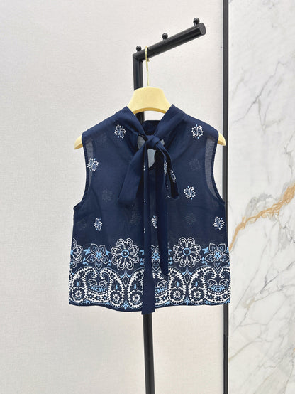 M*u 25ss printed linen vest and skirt set