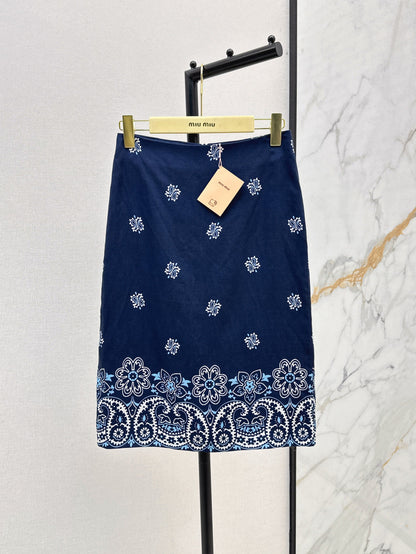M*u 25ss printed linen vest and skirt set