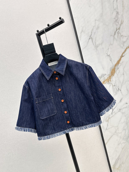 Zim* 25ss tassel trim cropped shirt