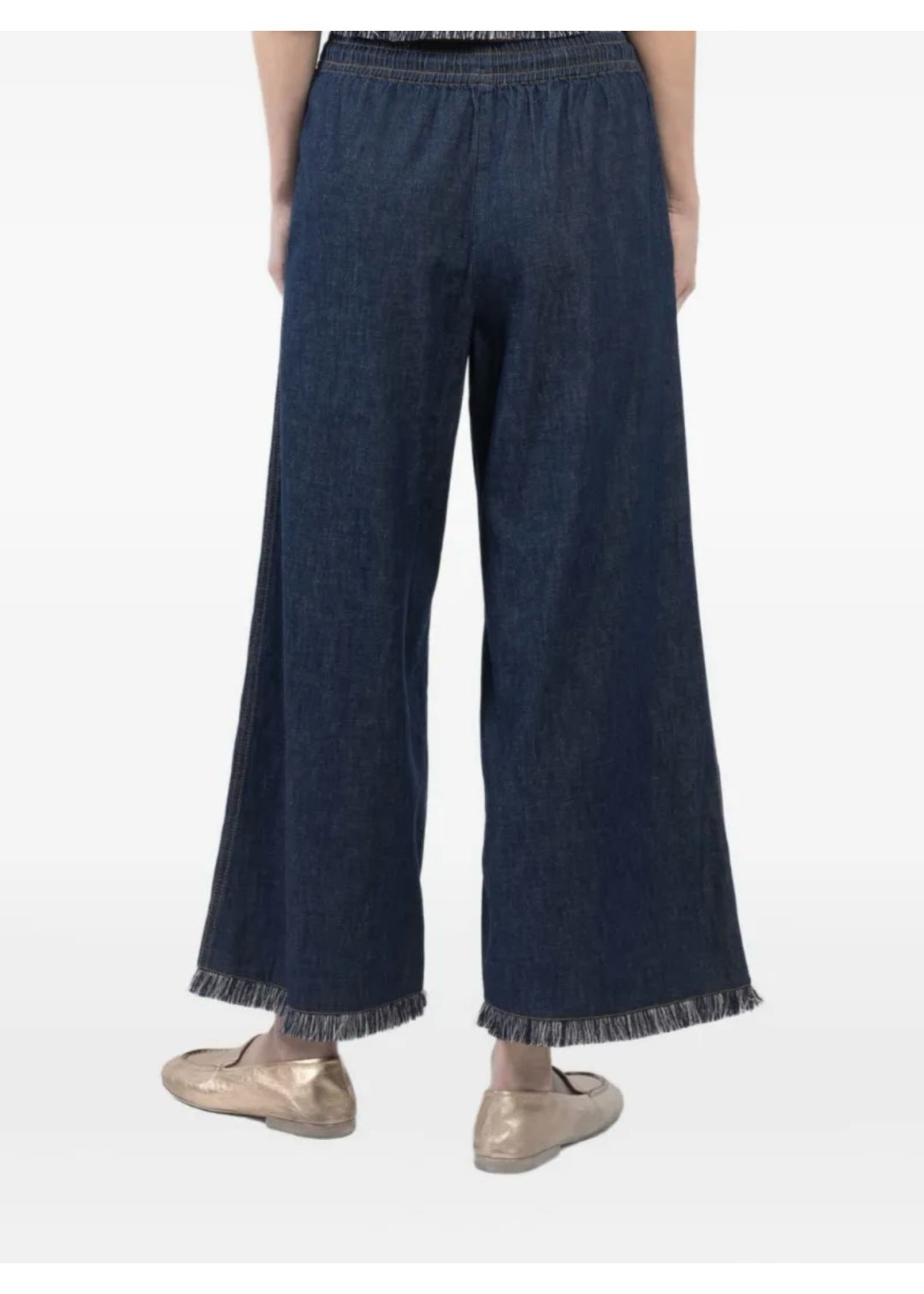 Zim* 25ss tassel trim drawstring flared denim pants