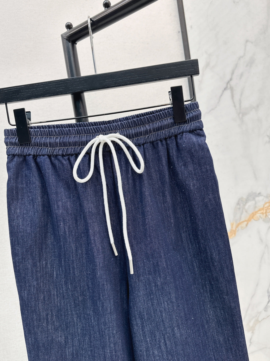 Zim* 25ss tassel trim drawstring flared denim pants