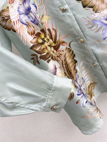 Zim* 25ss printed silk shirt and pants set