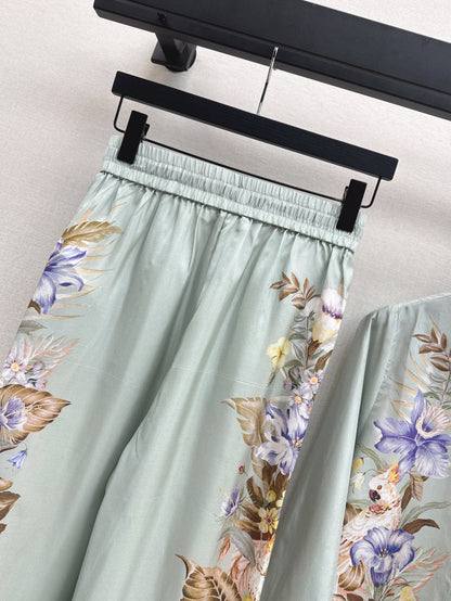 Zim* 25ss printed silk shirt and pants set