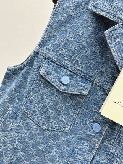 Gu* 25ss GG jacquard denim vest