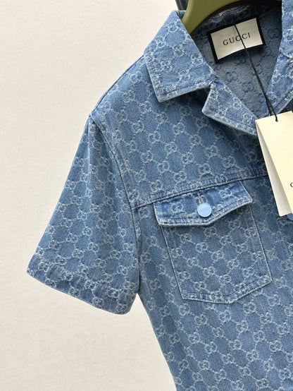 Gu* 25ss GG jacquard denim jumpsuit
