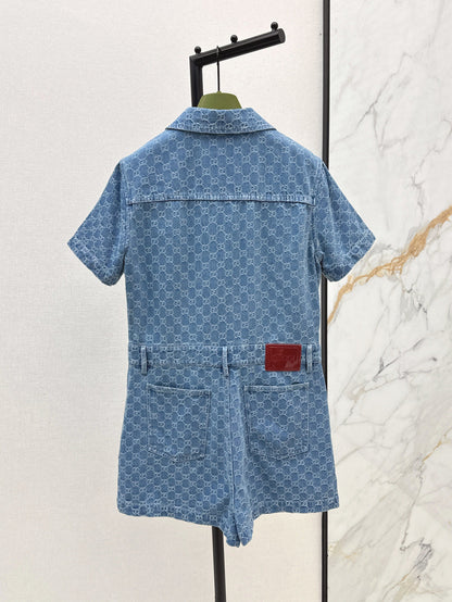 Gu* 25ss GG jacquard denim jumpsuit