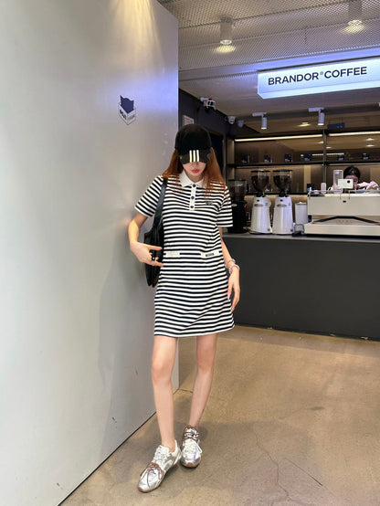 Pra* 25ss striped polo dress