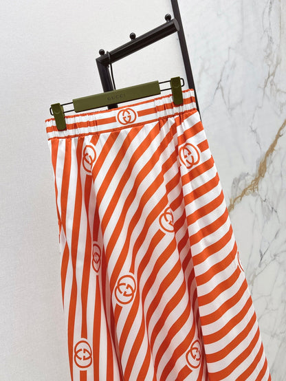 Gu* 25ss printed elastic waist skirt
