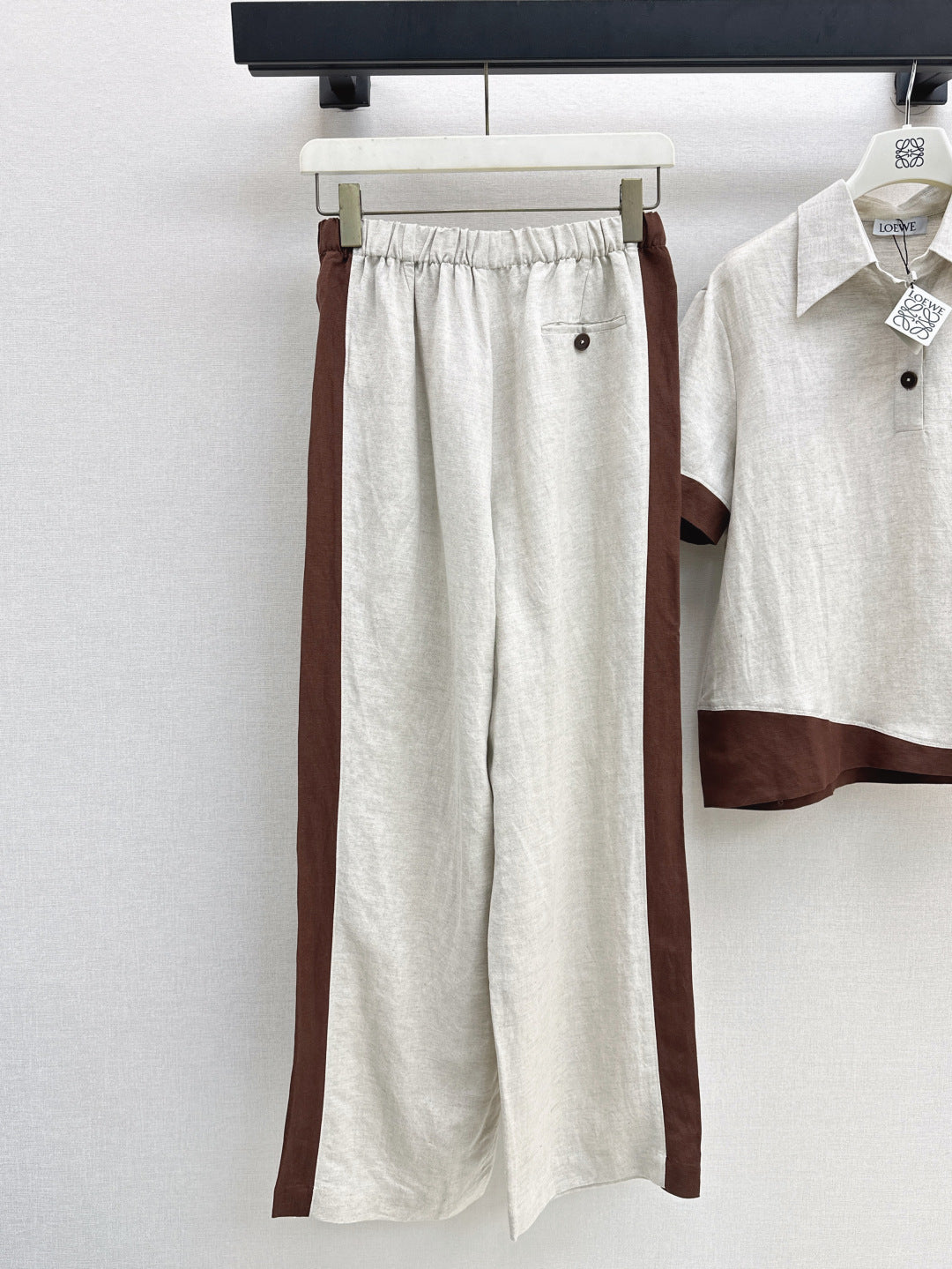 Loe* 25ss color-blocked linen suit