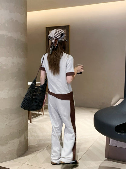 Loe* 25ss color-blocked linen suit