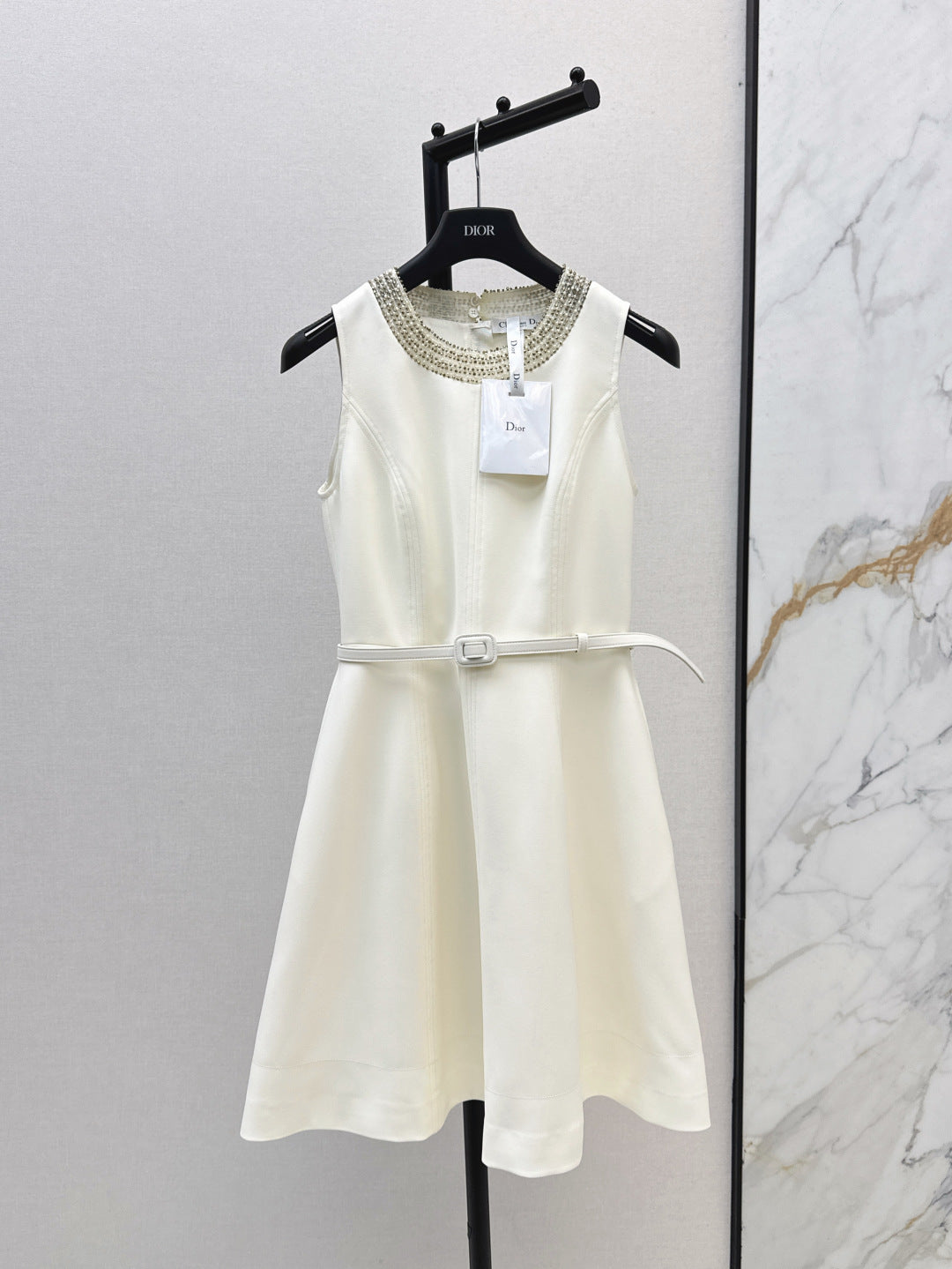 D*r 25ss pearls embroidered belted tunic dress