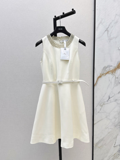 D*r 25ss pearls embroidered belted tunic dress