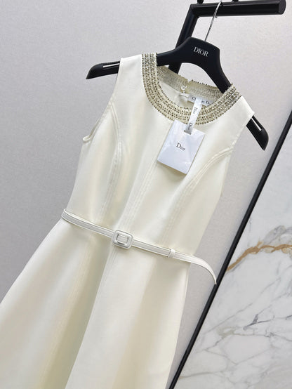 D*r 25ss pearls embroidered belted tunic dress