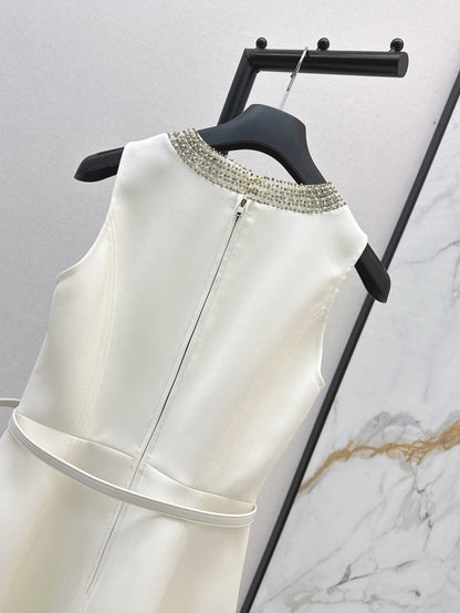 D*r 25ss pearls embroidered belted tunic dress