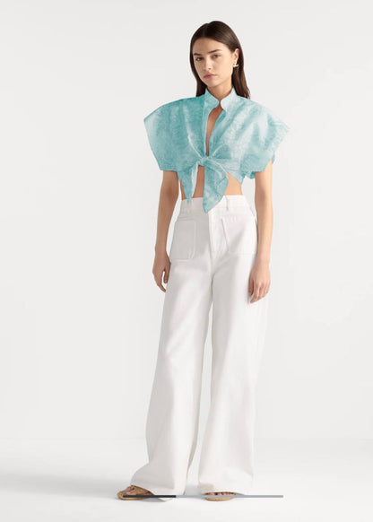 D*r 25ss tied cropped blouse