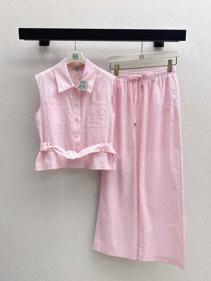 Loe* 25ss embroidered vest and pants set