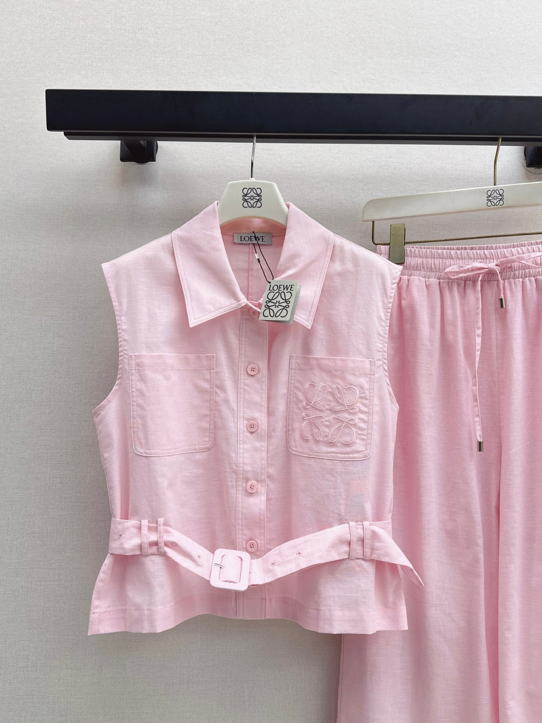 Loe* 25ss embroidered vest and pants set