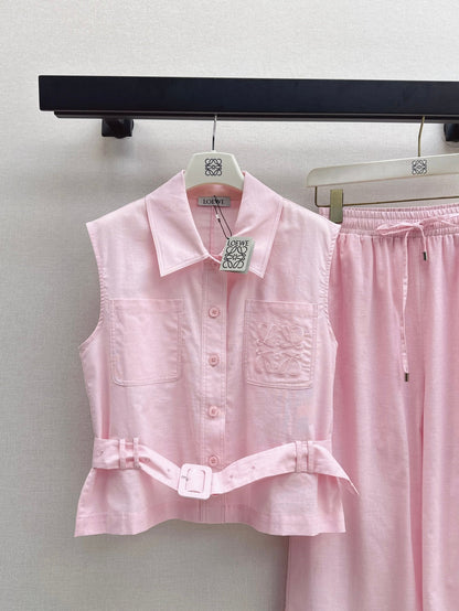 Loe* 25ss embroidered vest and pants set