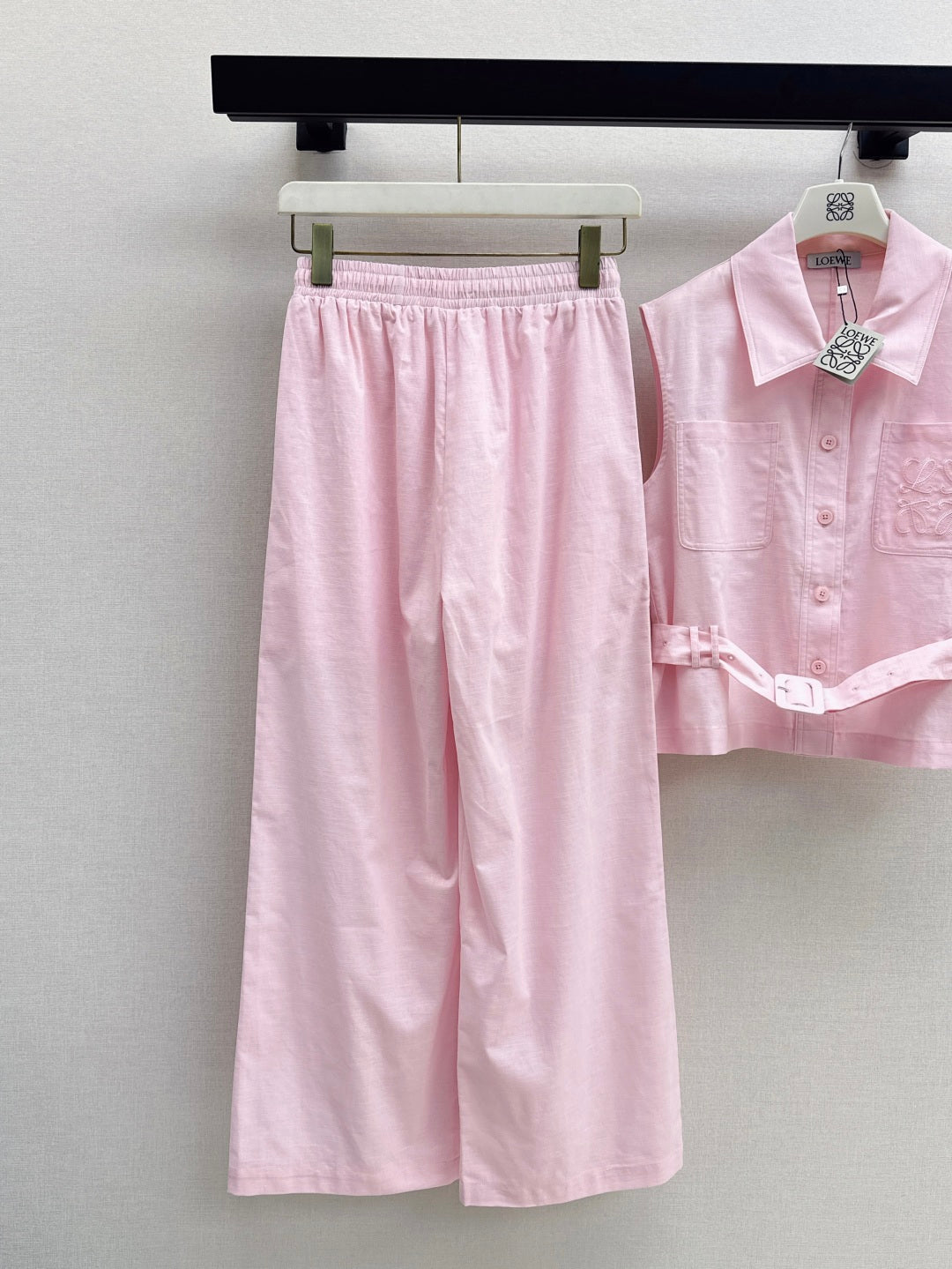 Loe* 25ss embroidered vest and pants set