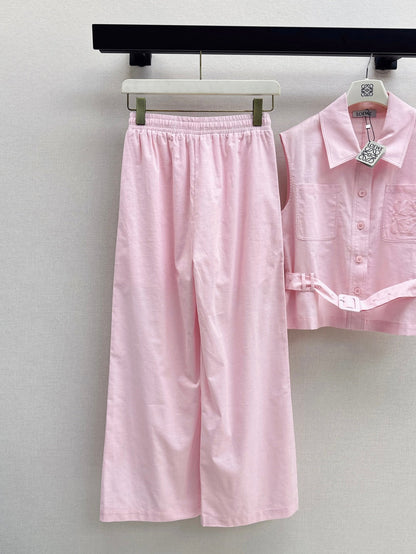 Loe* 25ss embroidered vest and pants set