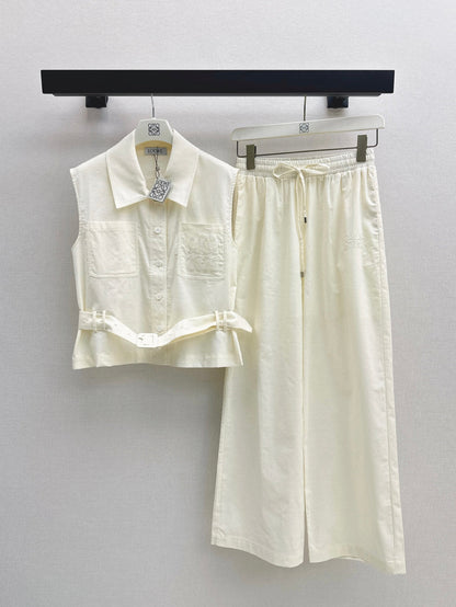Loe* 25ss embroidered vest and pants set