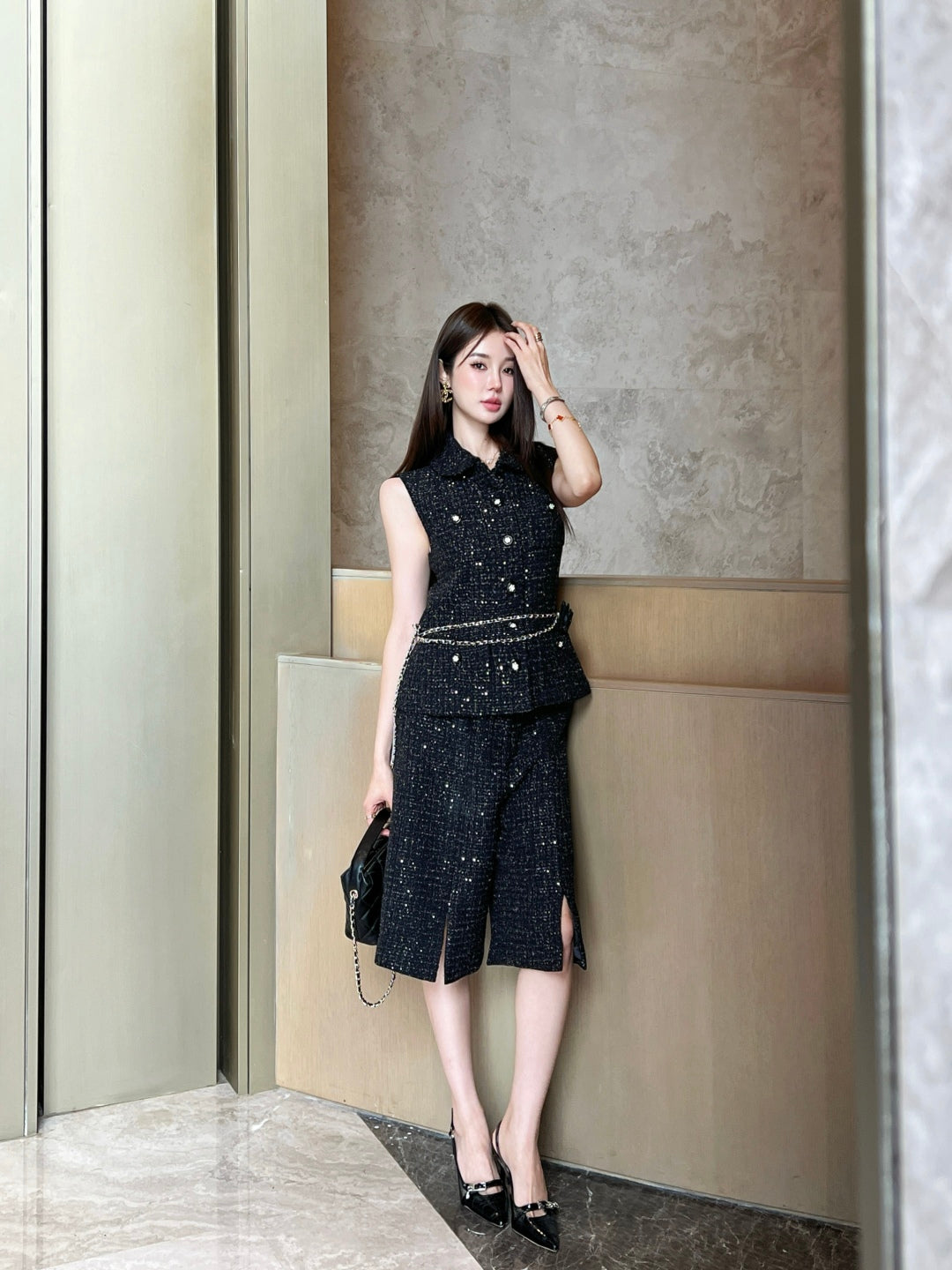 C*nel 25ss glittered tweed suit
